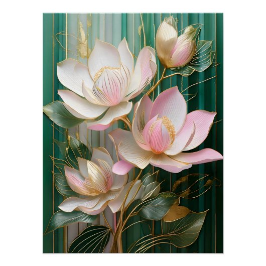 Blooming Wallpaper Japanisch Magnolia Art Poster (Vorderseite)