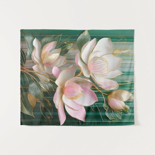 Blooming Wallpaper Japanisch Magnolia Art Wandteppich (Vorderseite (Horizontal))