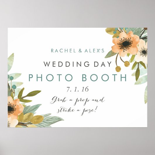 Blooming Watercolor Foto Booth Poster (Vorne)