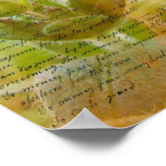 Blooming White Blume Vintag Handwriting Poster (Ecke)