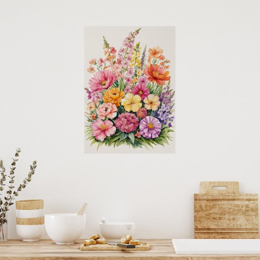 Blooming Wildblume Bouquet Poster (Küche)
