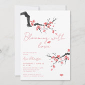 Blooming With Love Pink Cherry Blossom Baby Shower Einladung (Vorderseite)