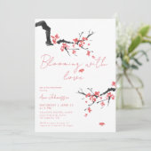 Blooming With Love Pink Cherry Blossom Baby Shower Einladung (Stehend Vorderseite)