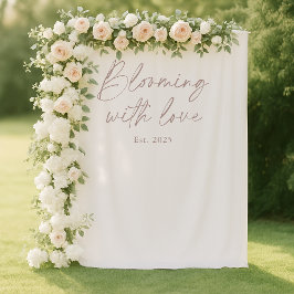 Blooming With Love Wedding Photo Backdrop Wandteppich