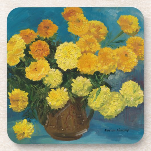 Blooming Yellow Marigolds Getränkeuntersetzer (Vorderseite)