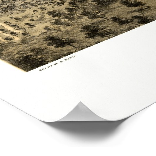 Bloomington, IL Panoramic Karte - 1867 Poster (Ecke)