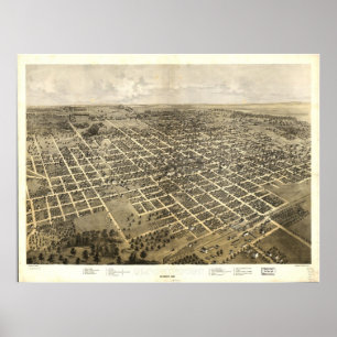 Bloomington Illinois 1867 Antique Panoramabalkarte Poster