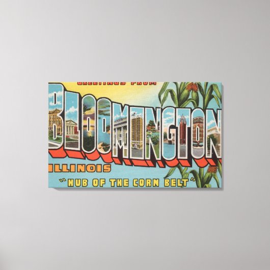 Bloomington, Illinois - Großbuchstaben - Szenen 2 Leinwanddruck (Vorderseite)