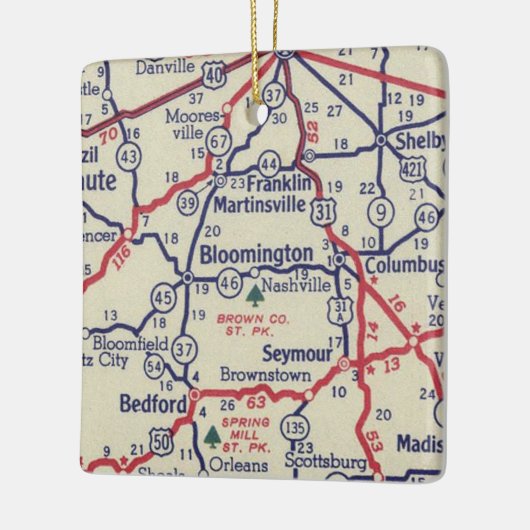 Bloomington in 50's Map Keramikornament (Links)