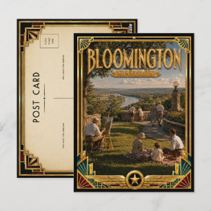 Bloomington Minnesota Vintage Art Deco Goldenes Ze Postkarte