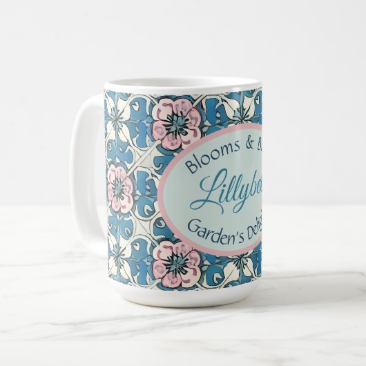 Blooms & Bliss - Gardner's Delight - Custom Text Kaffeetasse (Vorderseite Links)