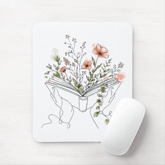 Blooms Book Botanische Linienkunst-Mauspad Mousepad (Mit Mouse)