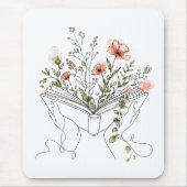 Blooms Book Botanische Linienkunst-Mauspad Mousepad (Vorne)