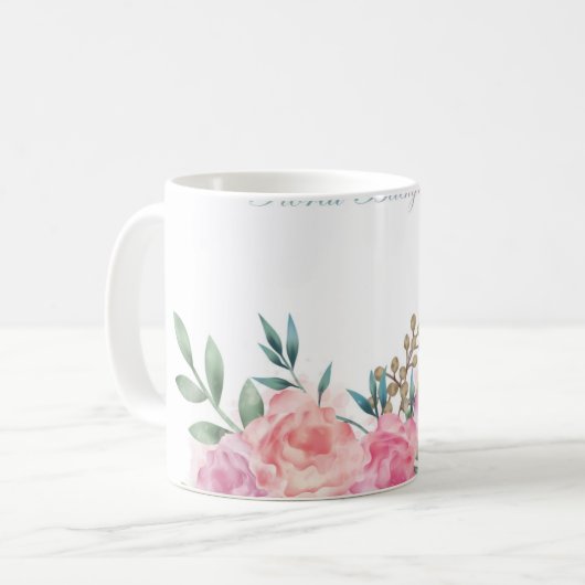 "Blooms in a Cup: Tasse der BlumenEleganz" (Vorderseite Links)