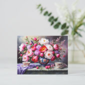 Blooms of Elegance: Oriental Bouquet Peonies Postkarte (Stehend Vorderseite)