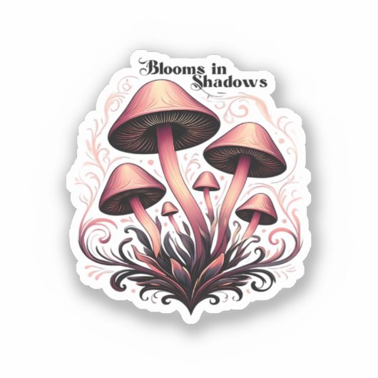 Blooms Shadows - Whimsigoth Mushroom Art Pasta mac Aufkleber (Vorderseite)