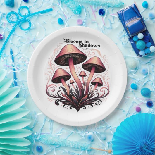 Blooms Shadows - Whimsigoth Mushroom Art Pasta mac Pappteller (Party)