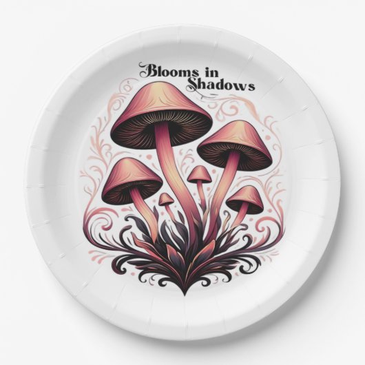 Blooms Shadows - Whimsigoth Mushroom Art Pasta mac Pappteller (Vorderseite)