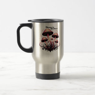 Blooms Shadows - Whimsigoth Mushroom Art Pasta mac Reisebecher