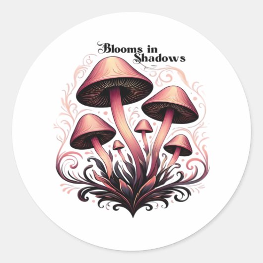 Blooms Shadows - Whimsigoth Mushroom Art Pasta mac Runder Aufkleber (Vorderseite)