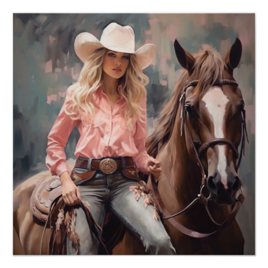 Blooms und Bridles: Cowgirl Wall Art Poster (Vorderseite)