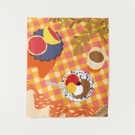 Blooms und Brunch Wandteppich (Vorderseite)