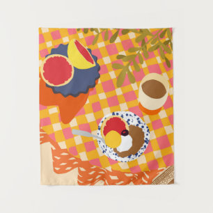 Blooms und Brunch Wandteppich