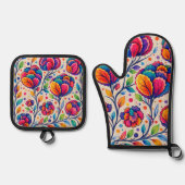 Bloomwave-Teppich Ofenhandschuh & Topflappen-Set (Vorderseite)