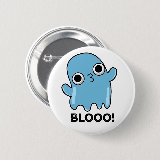 Blooo Funny Blue Ghost Pun Button (Vorne & Hinten)