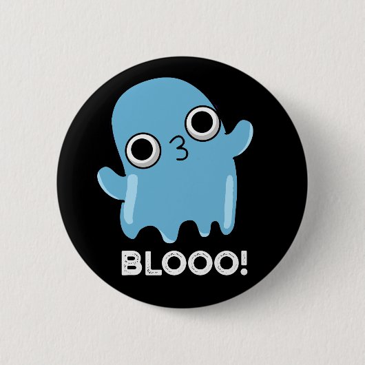 Blooo Funny Blue Ghost Pun Dark BG Button (Vorderseite)