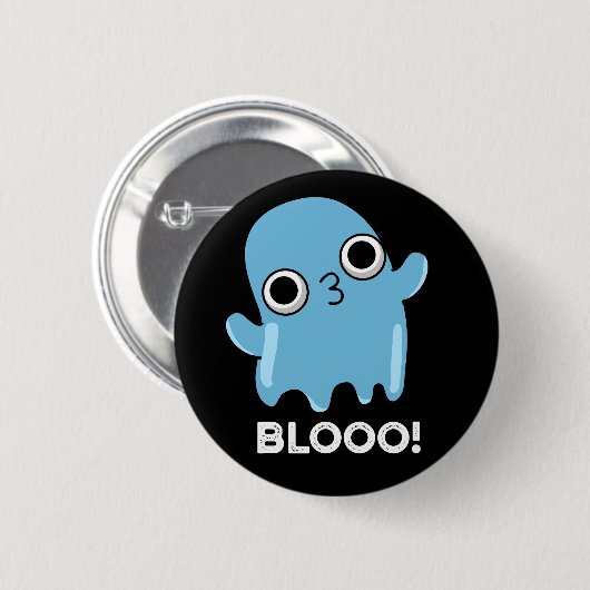 Blooo Funny Blue Ghost Pun Dark BG Button (Vorne & Hinten)