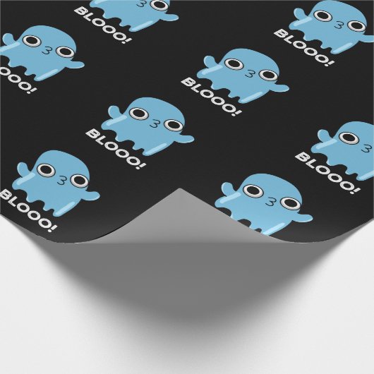 Blooo Funny Blue Ghost Pun Dark BG Geschenkpapier (Ecke)
