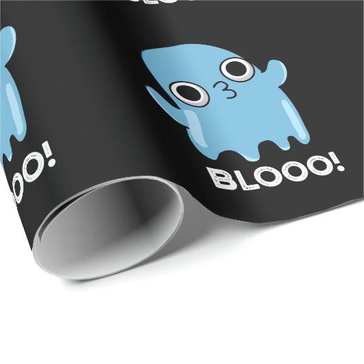 Blooo Funny Blue Ghost Pun Dark BG Geschenkpapier (Rolleneckpunkt)