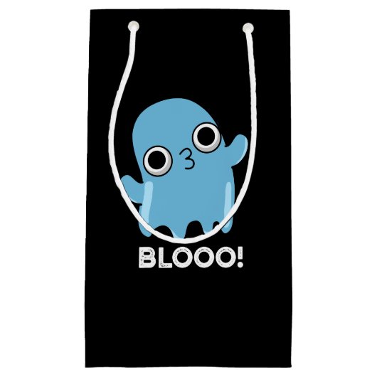 Blooo Funny Blue Ghost Pun Dark BG Kleine Geschenktüte (Vorderseite)