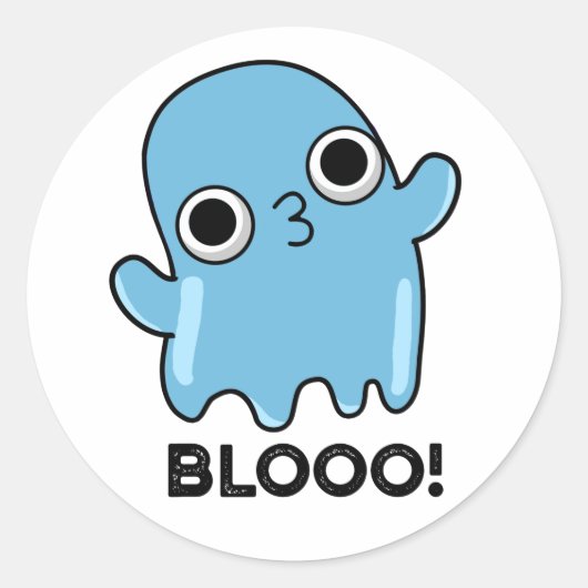 Blooo Funny Blue Ghost Pun Runder Aufkleber (Vorderseite)