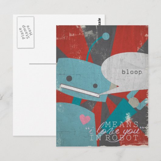 "Bloop" bedeutet, dass ich Sie in Robot Liebe Postkarte (Vorne/Hinten)