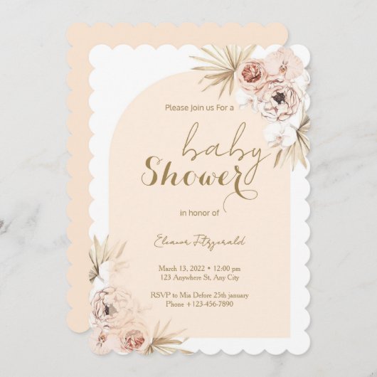 Bloral Arch Baby Dusche Einladung (Vorne/Hinten)