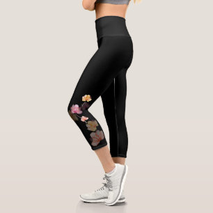 Bloral auf schwarz capri leggings