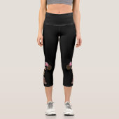 Bloral auf schwarz capri leggings (Vorderseite)