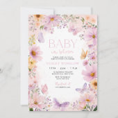 Bloral Baby Shower Baby in Bloom Pink Flower Girl Einladung (Vorderseite)