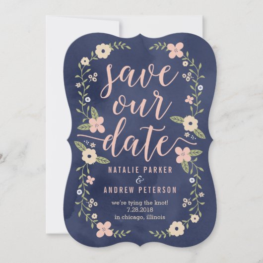 Bloral Beauty Editable Color Save the Date Card (Vorderseite)