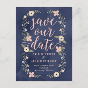 Bloral Beauty Editable Color Save the Date Card Ankündigungspostkarte