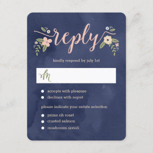 Bloral Beauty Editable Color Wedding RSVP Card Karte