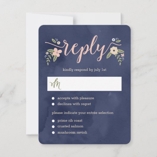 Bloral Beauty Editable Color Wedding RSVP Card Karte (Vorderseite)