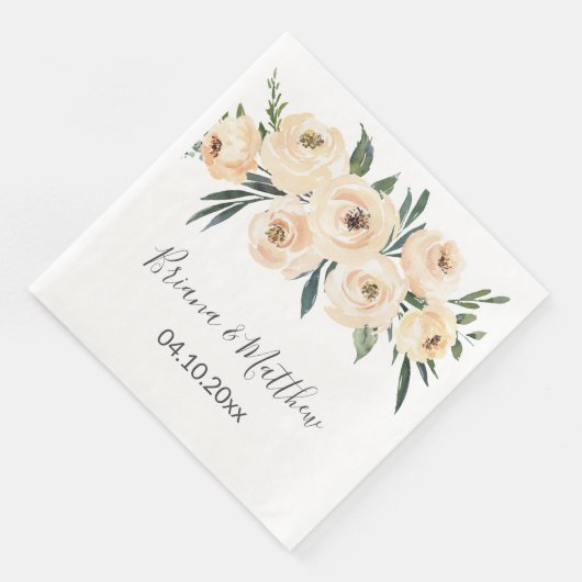 Bloral Beige Blush White Wedding Serviette (Ecke)