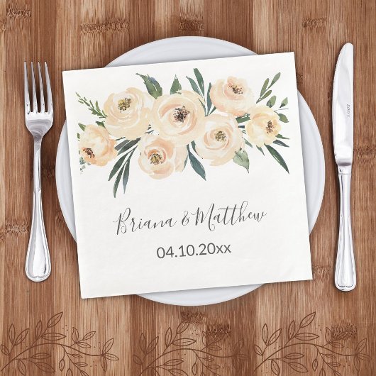 Bloral Beige Blush White Wedding Serviette