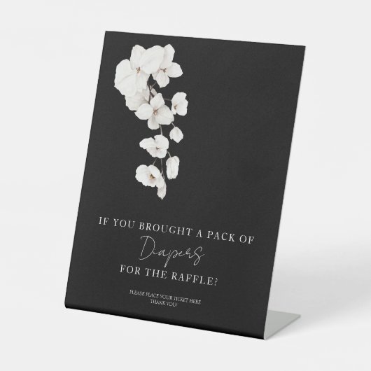 Bloral Black Orchids Baby Duschdusche Windeln Raff Sockelschild (Vorderseite)