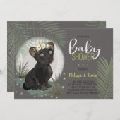 Bloral Black Panther Jungle Baby Dusche Einladung (Vorne/Hinten)