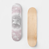 Bloral Blush Grau Schmetterling personalisieren Skateboard (Vorderseite)