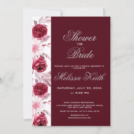 Bloral Blush Pink Burgundy Script Brautparty Einladung